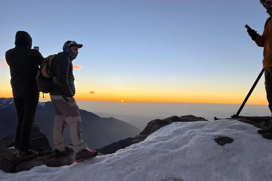 High Atlas trek scene on a guided Toubkal route, Morocco