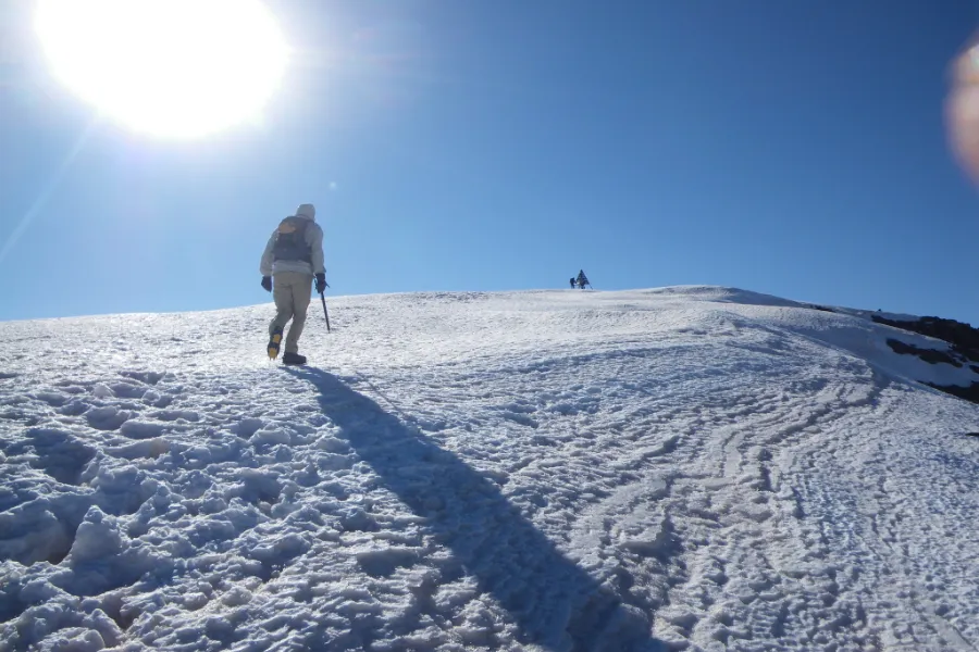 High Atlas trek scene on a guided Toubkal route, Morocco