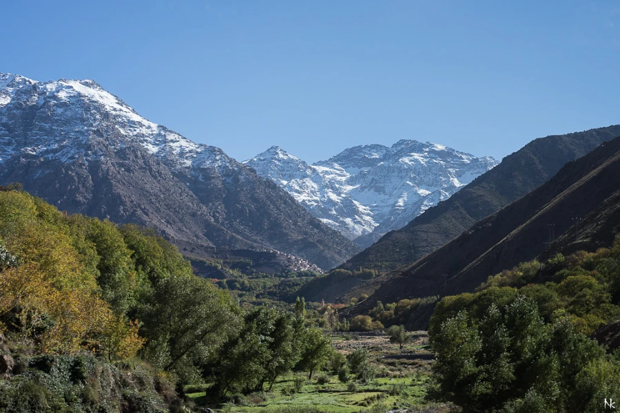 High Atlas trek scene on a guided Toubkal route, Morocco