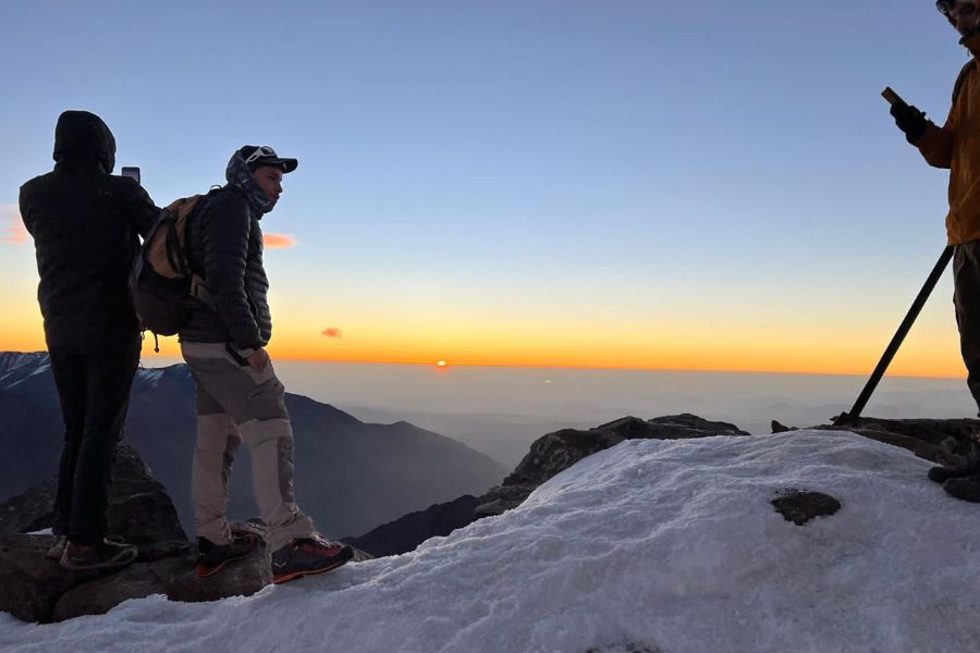 High Atlas trek scene on a guided Toubkal route, Morocco