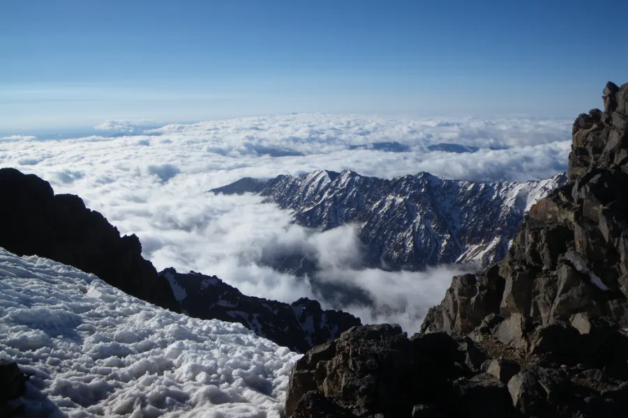 High Atlas trek scene on a guided Toubkal route, Morocco