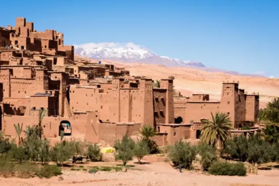 High Atlas trek scene on a guided Toubkal route, Morocco