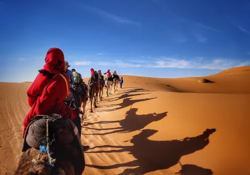 Trekking in the High Atlas Mountains near Mount Toubkal, Morocco