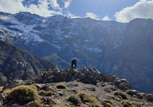 Trekking in the High Atlas Mountains near Mount Toubkal, Morocco