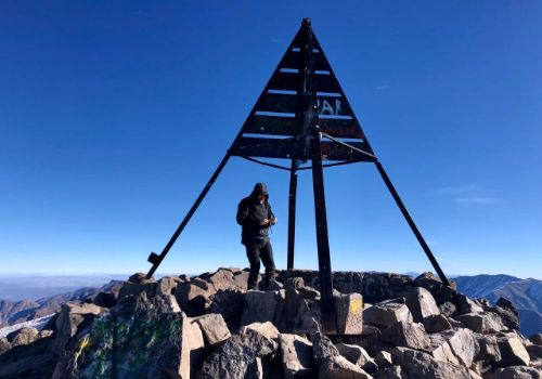 Trekking in the High Atlas Mountains near Mount Toubkal, Morocco