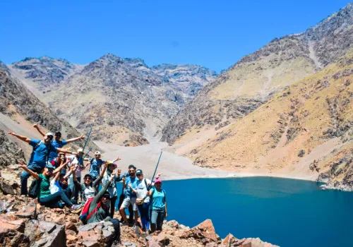 Trekking in the High Atlas Mountains near Mount Toubkal, Morocco