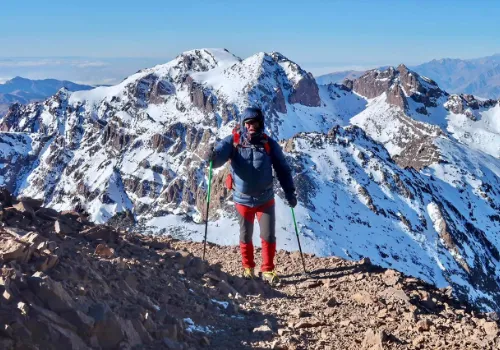Trekking in the High Atlas Mountains near Mount Toubkal, Morocco