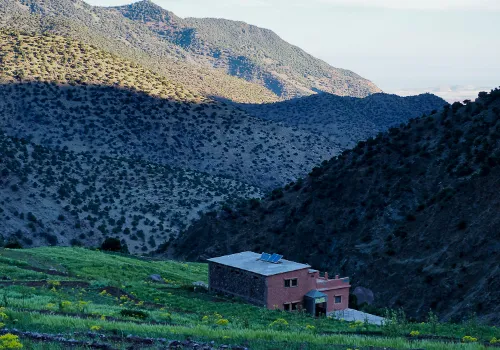 Trekking in the High Atlas Mountains near Mount Toubkal, Morocco