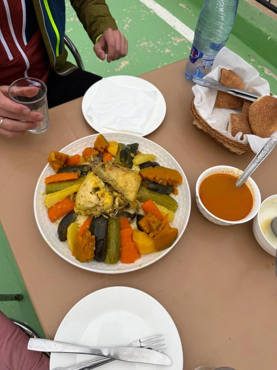 A traditional Moroccan couscous lunch shared on the trail